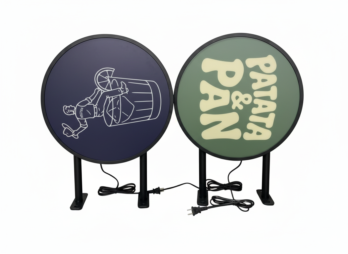 60cm Round Rotating Projection Sign - Double-sided projection sign for shop front